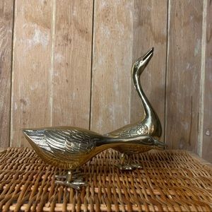 Vintage pair of brass ducks